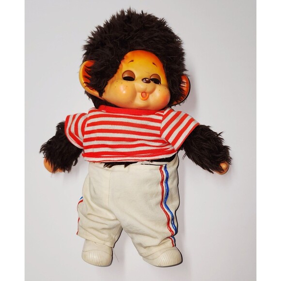 Vintage 70s TOHO Monchhichi Japan Daisuke 18” Plush Doll w Sleepy Eyes & Clothes - Picture 3 of 8